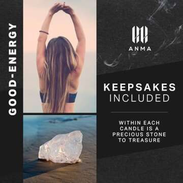 ANMA Luxury Candles - Ocean Breeze Fragrance - Handcrafted Soy Wax Scented Candle with Precious Stones & Botanicals - 50-Hour Clean Burn - Vegan Aromatherapy for Serenity & Freshness