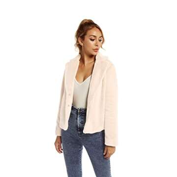 SUGAR POISON Womens Faux Fur Jacket Spring Autumn Long Sleeve Soft Comfort Jacket Coats Parka Outwear