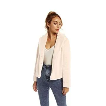 SUGAR POISON Womens Faux Fur Jacket Spring Autumn Long Sleeve Soft Comfort Jacket Coats Parka Outwear