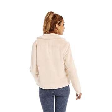 SUGAR POISON Womens Faux Fur Jacket Spring Autumn Long Sleeve Soft Comfort Jacket Coats Parka Outwear