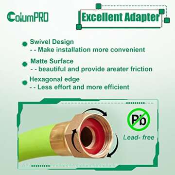 ColumPRO 2PCS Rain Barrel Linking Connect (Link Connector) Kit - Two Brass Bulkhead Tank Fittings & One 8" Hose