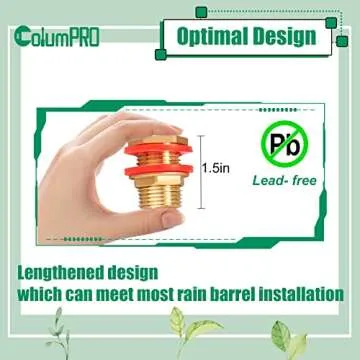 ColumPRO 2PCS Rain Barrel Linking Connect (Link Connector) Kit - Two Brass Bulkhead Tank Fittings & One 8" Hose