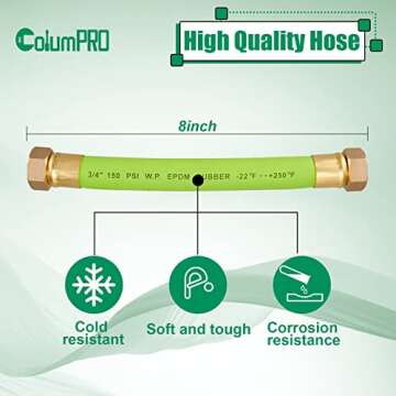 ColumPRO 2PCS Rain Barrel Linking Connect (Link Connector) Kit - Two Brass Bulkhead Tank Fittings & One 8" Hose
