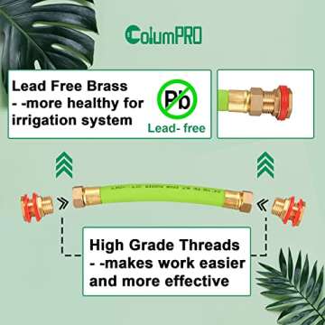 ColumPRO 2PCS Rain Barrel Linking Connect (Link Connector) Kit - Two Brass Bulkhead Tank Fittings & One 8" Hose