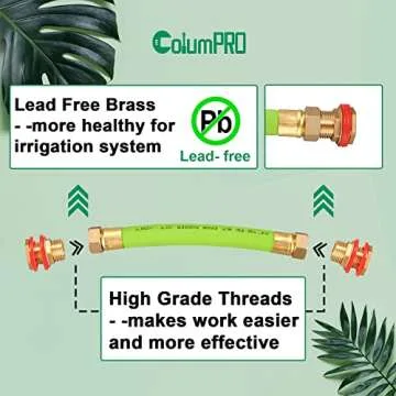 ColumPRO 2PCS Rain Barrel Linking Connect (Link Connector) Kit - Two Brass Bulkhead Tank Fittings & One 8" Hose