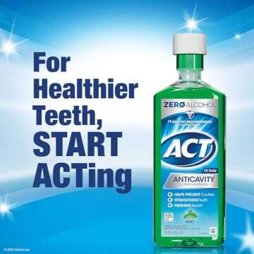 ACT Anticavity Fluoride Mouthwash, Mint, Alcohol Free, 18-Ounce Bottle (Pack of 6)