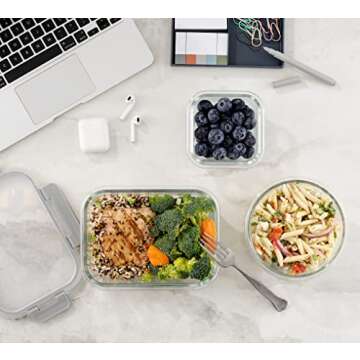 JoyJolt JoyFul 24pc Borosilicate Glass Storage Containers with Lids. 12 Airtight, Freezer Safe Food Storage Containers, Pantry Kitchen Storage Containers, Glass Meal Prep Container for Lunch