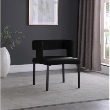 Modern Upholstered Dining Chair Set in Black Velvet - Caleb Collection