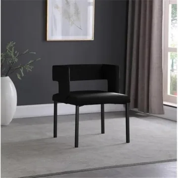 Modern Upholstered Dining Chair Set in Black Velvet - Caleb Collection