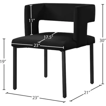 Modern Upholstered Dining Chair Set in Black Velvet - Caleb Collection