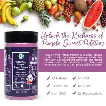 NPG 100% Pure Purple Sweet Potato Powder(Purple Yam Ube) 8 Ounces, All Natural Purple Dry Food Coloring Powder for Baking, Smoothies, Pasta, Tortillas, Vegan Gluten Free Non-GMO