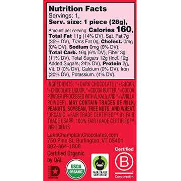 LAKE CHAMPLAIN CHOCOLATES Organic Dark Chocolate Snowman, 1 OZ