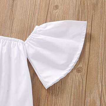 Moonker Toddler Kids Baby Girl Off Shoulder Tops+Rose Flower Demin Pants 2pcs Clothes Set (Red, 3 Years Old)