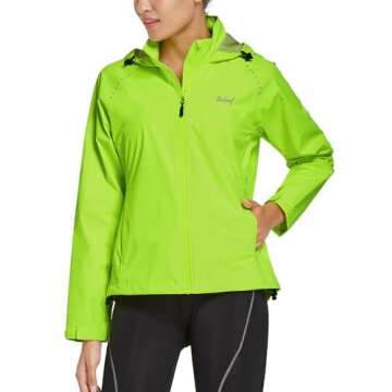 BALEAF Women's Rain Jackets Waterproof Windbreaker Windproof Lightweight Running Cycling Jacket Refl...