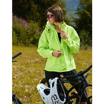 BALEAF Women's Rain Jackets Waterproof Windbreaker Windproof Lightweight Running Cycling Jacket Reflective Packable Hooded Yellow M