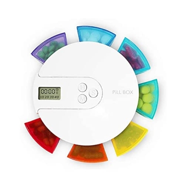 Mindore Rainbow Pill Organizer with Reminder Alarm - Portable