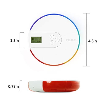 Mindore Rainbow Pill Organizer with Reminder Alarm - Portable