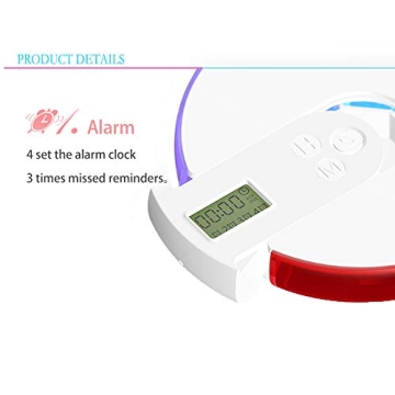 Mindore Rainbow Pill Organizer with Reminder Alarm - Portable