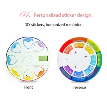 Mindore Rainbow Pill Organizer with Reminder Alarm - Portable