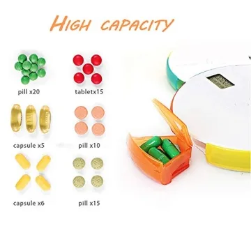 Mindore Rainbow Pill Organizer with Reminder Alarm - Portable