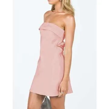 Realtix Women's Satin Silk Backless Mini Dress for Parties