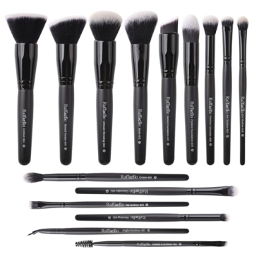 Raffaello Makeup Brushes 15Pcs Brush Set for Flawless Beauty