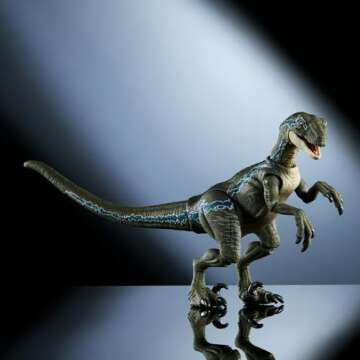 Mattel Jurassic World Hammond Collection Dinosaur Action Figure, Velociraptor 'Blue' Dino Toy with Articulation