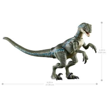 Mattel Jurassic World Hammond Collection Dinosaur Action Figure, Velociraptor 'Blue' Dino Toy with Articulation