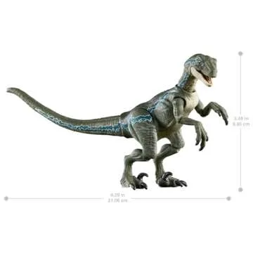 Mattel Jurassic World Hammond Collection Dinosaur Action Figure, Velociraptor 'Blue' Dino Toy with Articulation