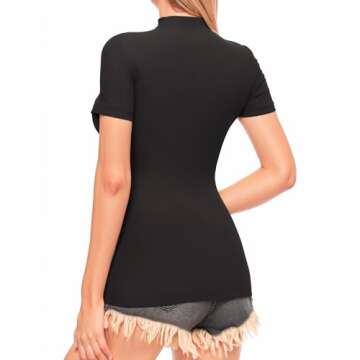 ALGALAROUND Women's Stylish Mock Turtle Neck T-Shirt