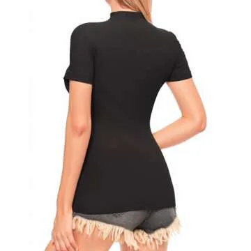 ALGALAROUND Women's Stylish Mock Turtle Neck T-Shirt