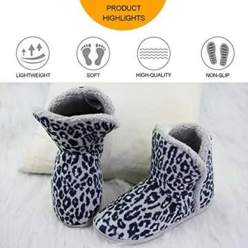 VLLY Fluffy Faux Fur Slipper Boots Women Soft Cozy Memory Foam Midcalf Booties Indoor House Pull on Shoes 7-8 Gray Leopard