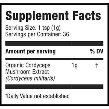 Moon Juice Cordyceps Organic Cordyceps Mushroom Powder Extract (250mg 1,3 & 1,6 Beta-Glucans per Serving) - Supports Stamina, Energy & Healthy Immune System - Non-GMO, Vegan, Gluten-Free (1.3oz)