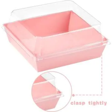 Kucoele 50 Pack Small Charcuterie Boxes with Clear Lids, To Go Paper Dessert Boxes Bakery Boxes, 5 Inches Disposable Food Containers for Cookies, Cupcakes, Slice Cakes, Strawberries (Pink)