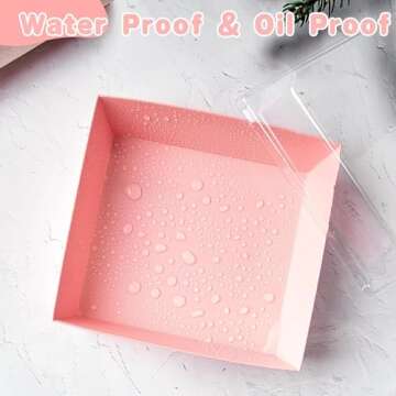 Kucoele 50 Pack Small Charcuterie Boxes with Clear Lids, To Go Paper Dessert Boxes Bakery Boxes, 5 Inches Disposable Food Containers for Cookies, Cupcakes, Slice Cakes, Strawberries (Pink)