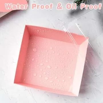Kucoele 50 Pack Small Charcuterie Boxes with Clear Lids, To Go Paper Dessert Boxes Bakery Boxes, 5 Inches Disposable Food Containers for Cookies, Cupcakes, Slice Cakes, Strawberries (Pink)