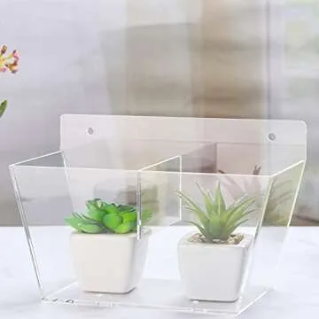 NIUXX Window Herb Box, Rectangular Plant Pots with Drain Tray, Window Garden Succulents Pot with Suction Stickers, Indoor Outdoor Flower Pot Home Kitchen Decor, Ideal Gift for Plant Lovers (Medium)