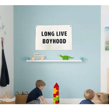 Long Live Boyhood Banner Canvas 20 in x 30 in - Nursery Decor for Boys and Toddler Room Decor for Boys Wall Decor