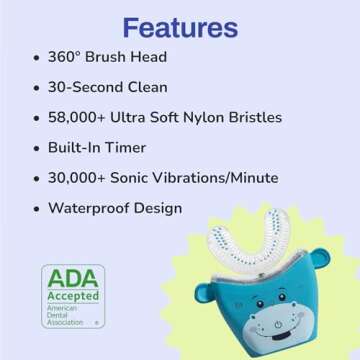 autobrush Kids U Shaped Toothbrush - ADA Approved & Fun