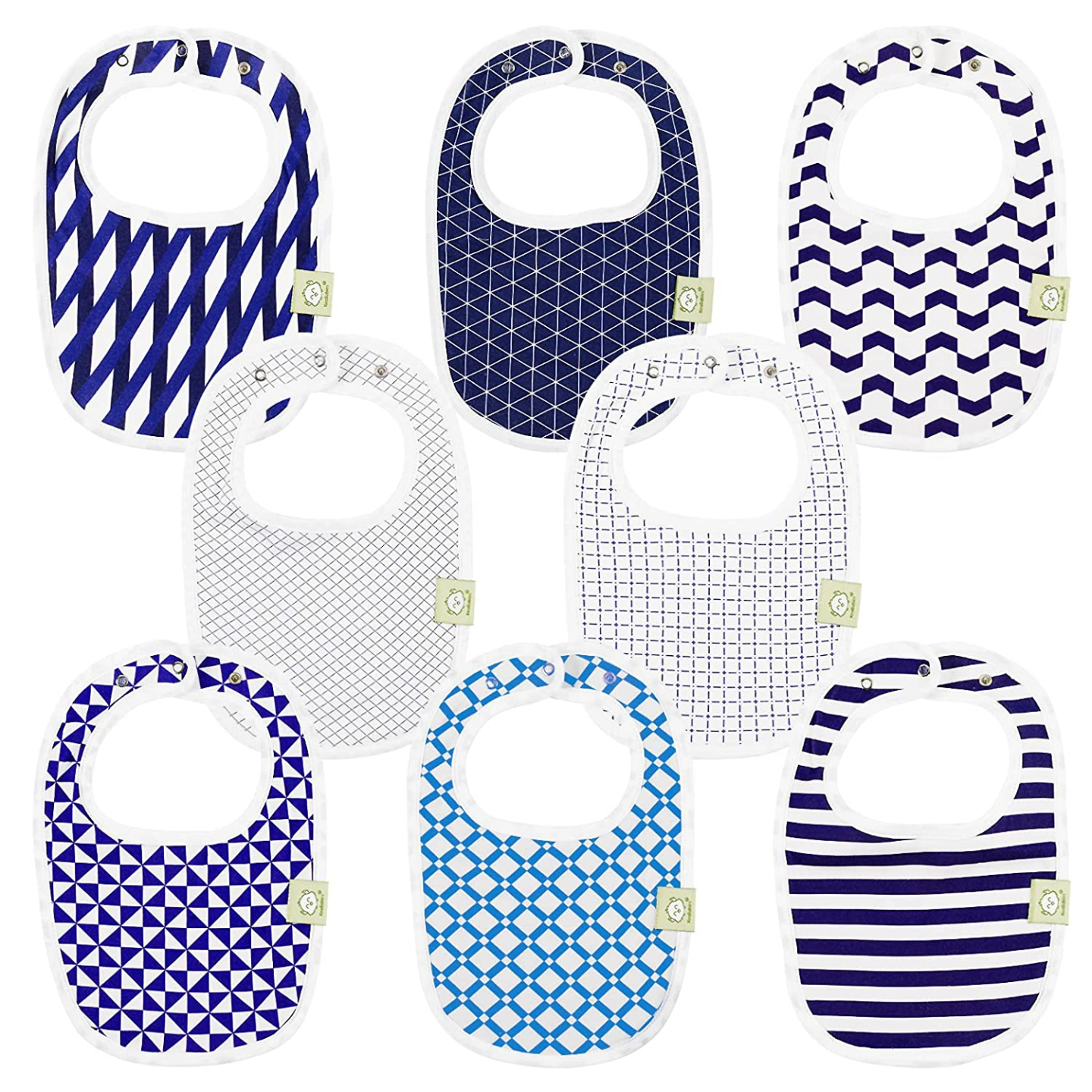 Organic Baby Bibs 8-Pack - Teething & Dribble