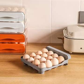 Hershuing 32 Grid Capacity Egg Holder for Refrigerator, Household Egg Fresh Storage Box for Fridge, Transparent 2-Layer Chicken Egg Storage Container (Grey)