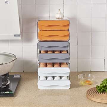 Hershuing 32 Grid Capacity Egg Holder for Refrigerator, Household Egg Fresh Storage Box for Fridge, Transparent 2-Layer Chicken Egg Storage Container (Grey)