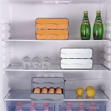 Hershuing 32 Grid Capacity Egg Holder for Refrigerator, Household Egg Fresh Storage Box for Fridge, Transparent 2-Layer Chicken Egg Storage Container (Grey)