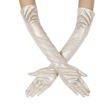 GRYUIRY Women Glitter Sparkly Gloves Long Opera Party 20s Gloves Fashion Metallic Gloves Cosplay Dan...