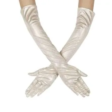 GRYUIRY Women Glitter Sparkly Gloves Long Opera Party 20s Gloves Fashion Metallic Gloves Cosplay Dan...