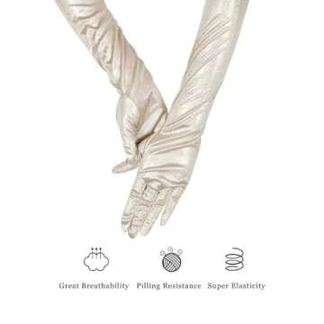 GRYUIRY Women Glitter Sparkly Gloves Long Opera Party 20s Gloves Fashion Metallic Gloves Cosplay Dance Hallowmas Evening Accessories Blue