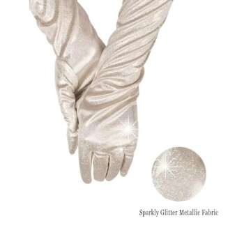 GRYUIRY Women Glitter Sparkly Gloves Long Opera Party 20s Gloves Fashion Metallic Gloves Cosplay Dance Hallowmas Evening Accessories Blue