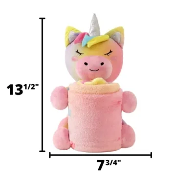 Girl's Unicorn Stuffed Animal Plush Blanket Set - Kids, Security Throw, Snuggle Pet & Comfort Sleeping Toy, Pink