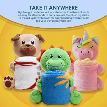 Girl's Unicorn Stuffed Animal Plush Blanket Set - Kids, Security Throw, Snuggle Pet & Comfort Sleeping Toy, Pink