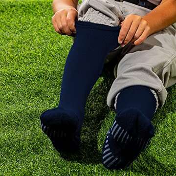 Franklin Sports Youth-Baseball + Softball Socks - Navy-Baseball + Softball Knee Socks for Kids - Boys + Girls Tall Sports Socks - Youth Small